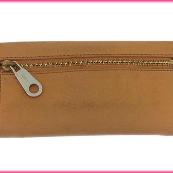 Chloe Wallet Purse Long Wallet Logo Beige Silver Woman Authentic Used Y889 - Picture 3 of 5